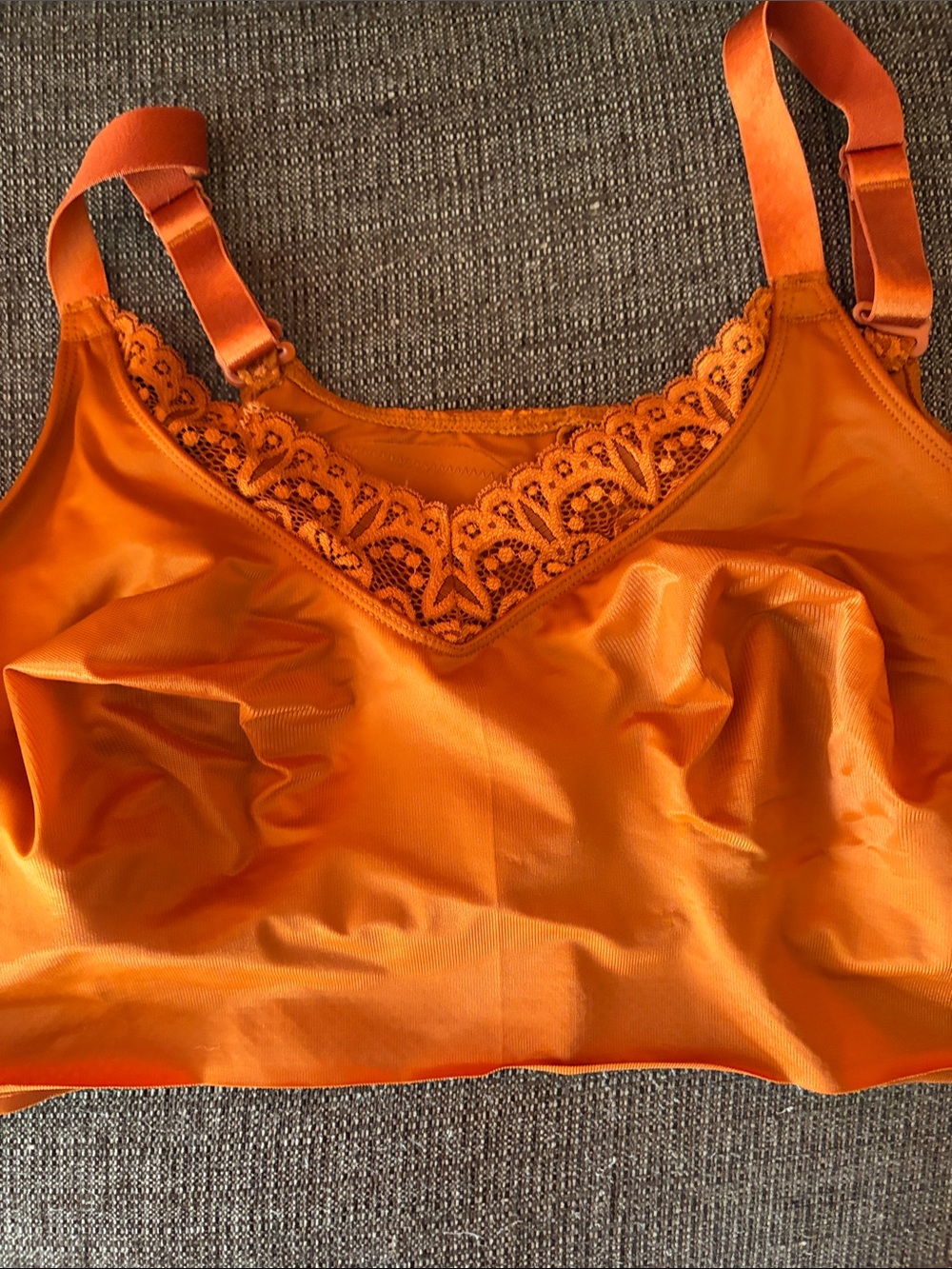 Ruby Ribbon Vibrant Orange Lace-Trim Bralette